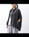 【bajra】 UNISEX LIGHT COTTON SHIRT BLOUSON SHORT 157QB01SH_BLACK