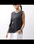 【NOSTRASANTISSIMA】 SIDE TACK SLEEVE-LESS TOP TS02_BLACK