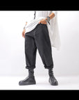 【NOSTRASANTISSIMA】UNISEX STRETCH COTTON LOW CROTCH DENIM PANTS P102_BLACK