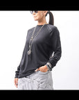 【thom/krom】 UNISEX COTTON MODAL PAINT LINE LONG SLEEVE TOP MTS907_BLACK