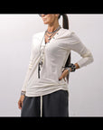 【NOSTRASANTISSIMA】 STRETCH COTTON FRONT BUTTON TOPS A124_OFF WHITE