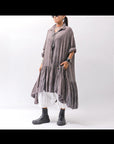 【RUNDHOLZ】 COTTON CHIFFON SHIRT DRESS _AMBER FOG
