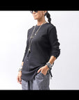 【thom/krom】 UNISEX WAFFLE COTTON LONG SLEEVE MT898_BLACK