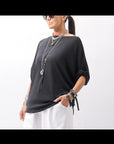 【NOSTRASANTISSIMA】 OVERSIZED VISCOSE&SILK TOP M03_BLACK