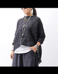 【NOSTRASANTISSIMA】　ASYMMETRY JACQUARD KNIT TOP M114_BLACK