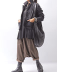 【PLÜ】 UNISEX COTTON SWEAT WIDE SARROUEL PANTS PL16P_CHOCOLATE