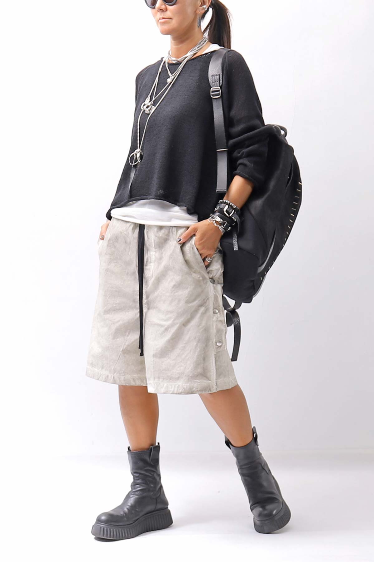 【RUNDHOLZ】 LINEN&amp;COTTON KNIT TOPS _BLACK