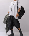【bajra】 UNISEX BACK DRAPE HALF SLEEVE TOPS 160QK05_WHITE