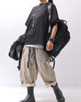 【bajra】 UNISEX BACK DRAPE HALF SLEEVE TOPS 160QK05_BLACK