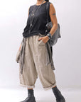 【studio b3】 UNISEX LIGHT COTTON PANTS WITH WAIST SHIRT NB2099_SAND OLD DYE
