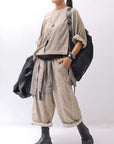 【studio b3】 UNISEX LIGHT COTTON PANTS WITH WAIST SHIRT NB2099_SAND OLD DYE