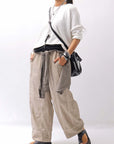 【studio b3】 UNISEX LIGHT COTTON PANTS WITH WAIST SHIRT NB2099_SAND OLD DYE