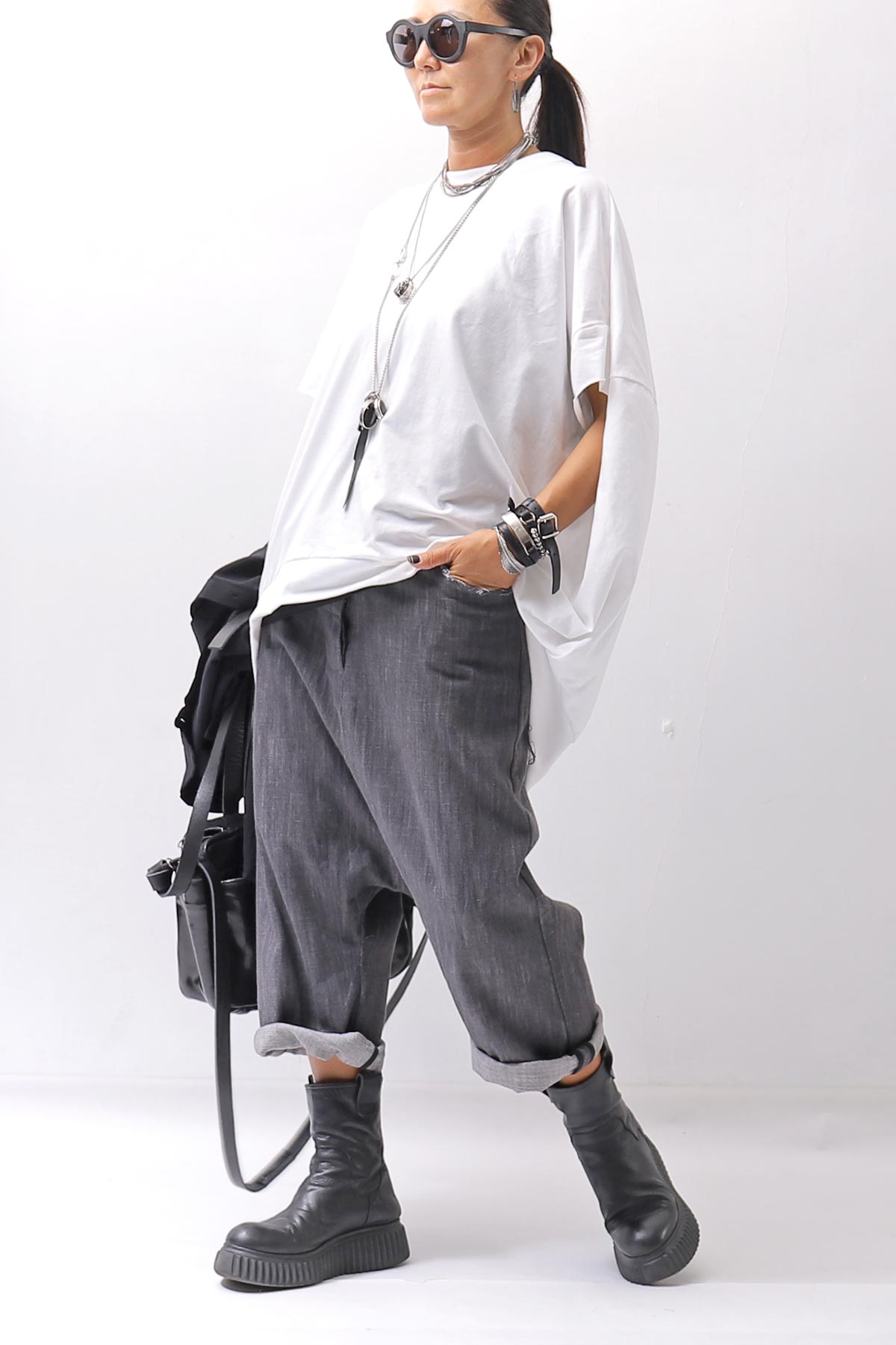【studio b3】 UNISEX COTTON DENIM BOX SALLOUEL PANTS MPB1830_MARENGO(GREY WASH)