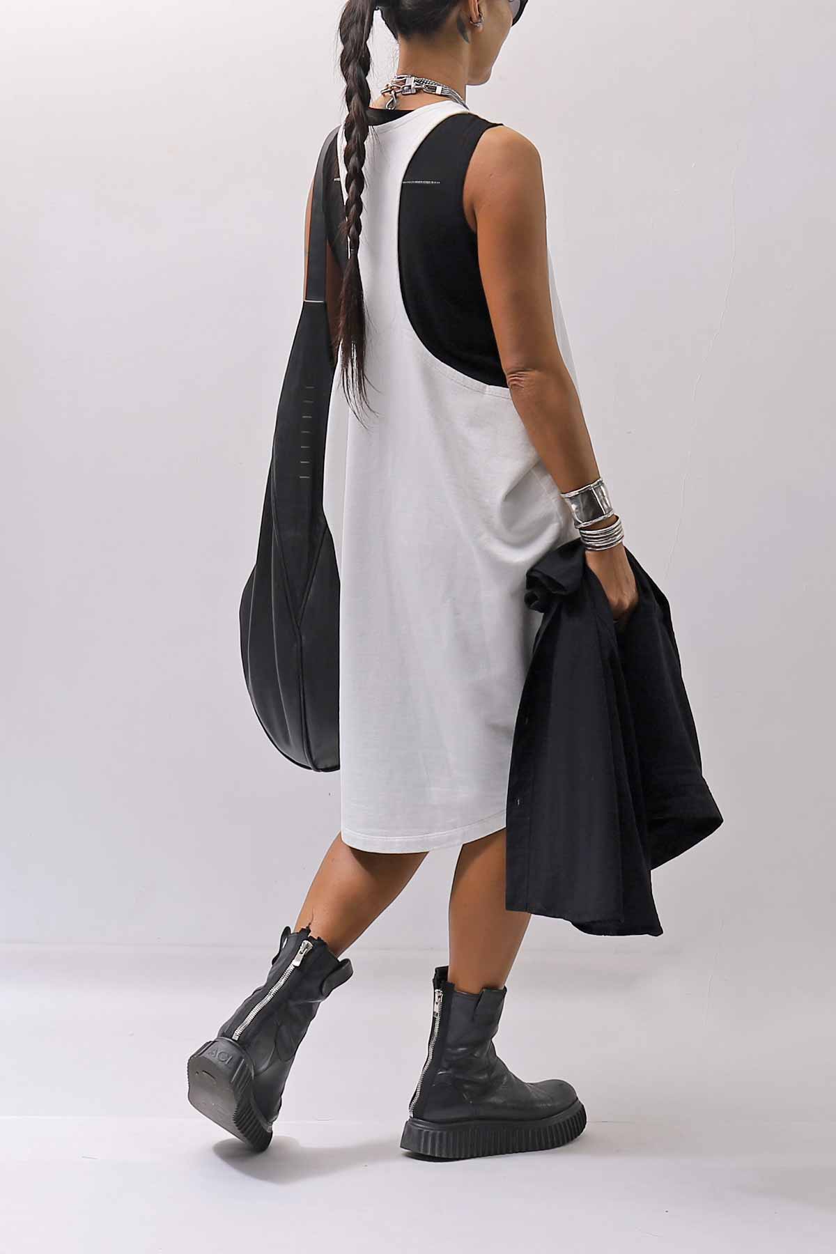 【NOSTRASANTISSIMA】 OPEN BACK LIGHT SWEAT COVER LONG TANK TOP M142_WHITE