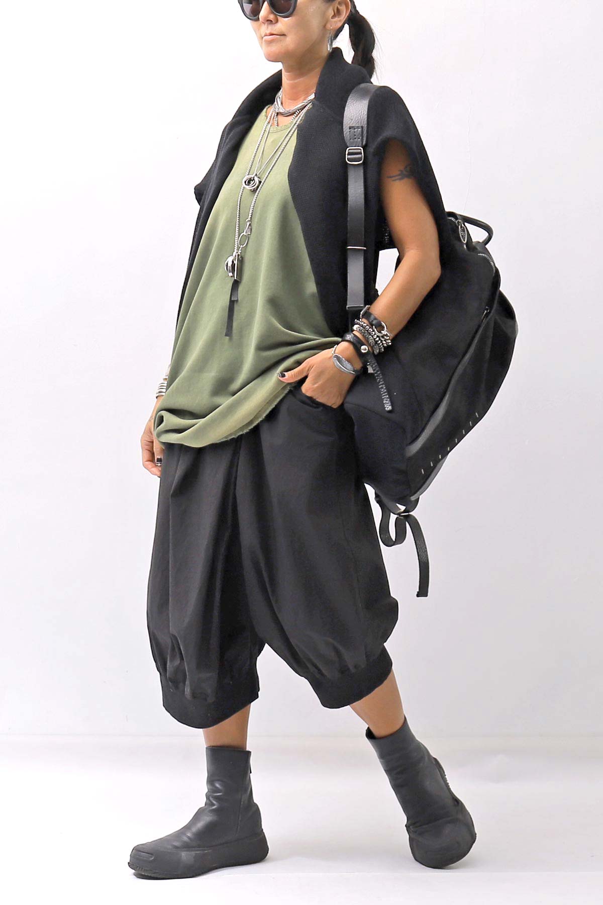 【NOSTRASANTISSIMA】 OPEN BACK LIGHT SWEAT COVER LONG TANK TOP M142_GREEN FADE