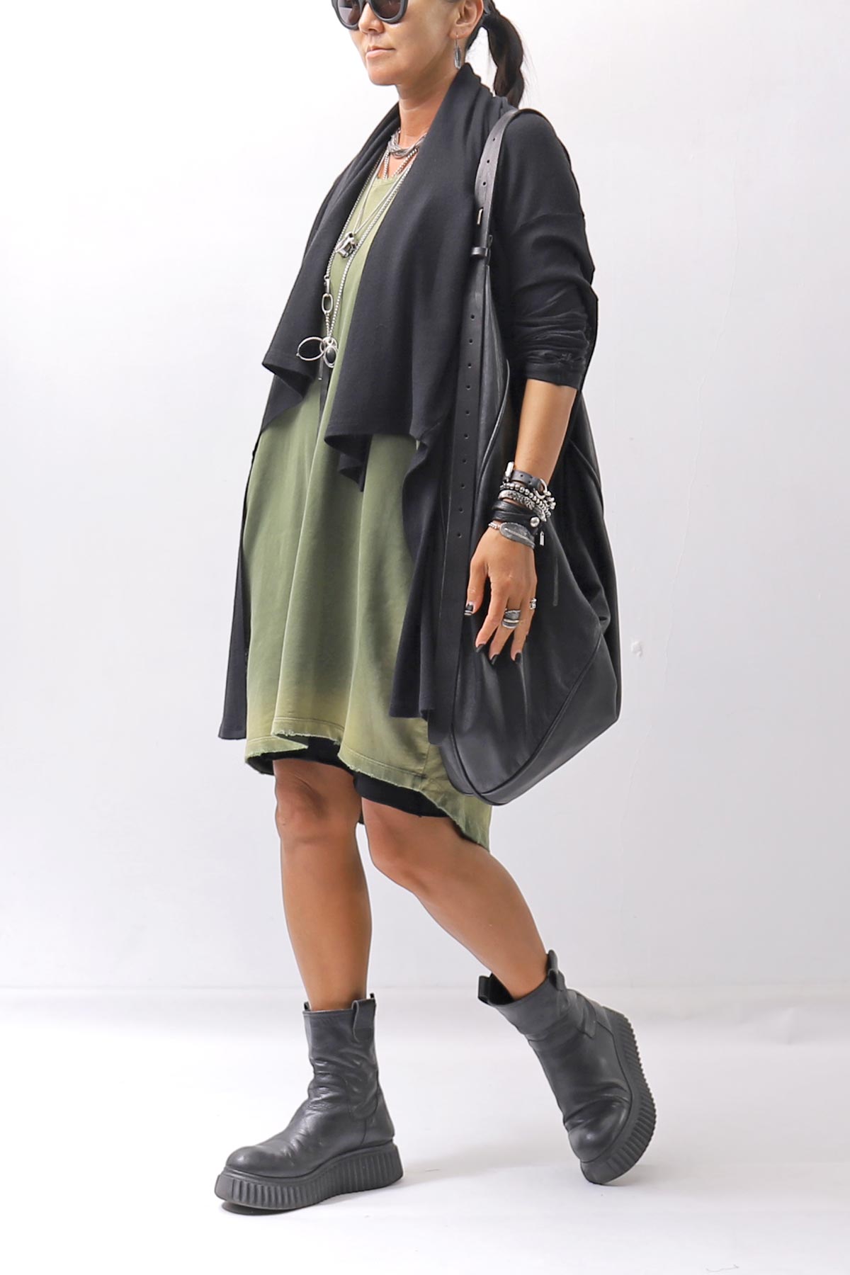 【NOSTRASANTISSIMA】 OPEN BACK LIGHT SWEAT COVER LONG TANK TOP M142_GREEN FADE