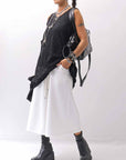 【NOSTRASANTISSIMA】 STRETCH COTTON LACY COVER TANK TOP C152_BLACK