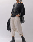 【studio b3】 UNSEX WRINKLE LINEN&COTTON BOX SARROUEL PANTS RBB1974_MILK