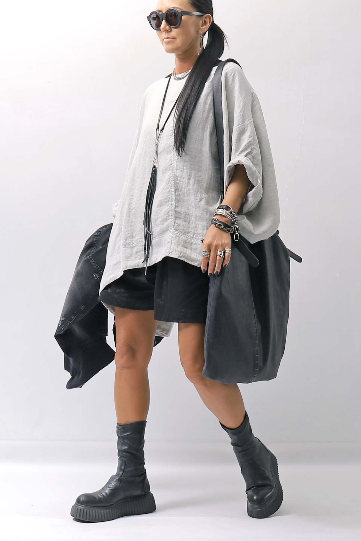 【RUNDHOLZ】 UNISEX OVERSIZED LINEN TOP 354 0506_GREY(SAND GREY)