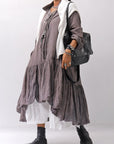 【RUNDHOLZ】 COTTON CHIFFON SHIRT DRESS _AMBER FOG