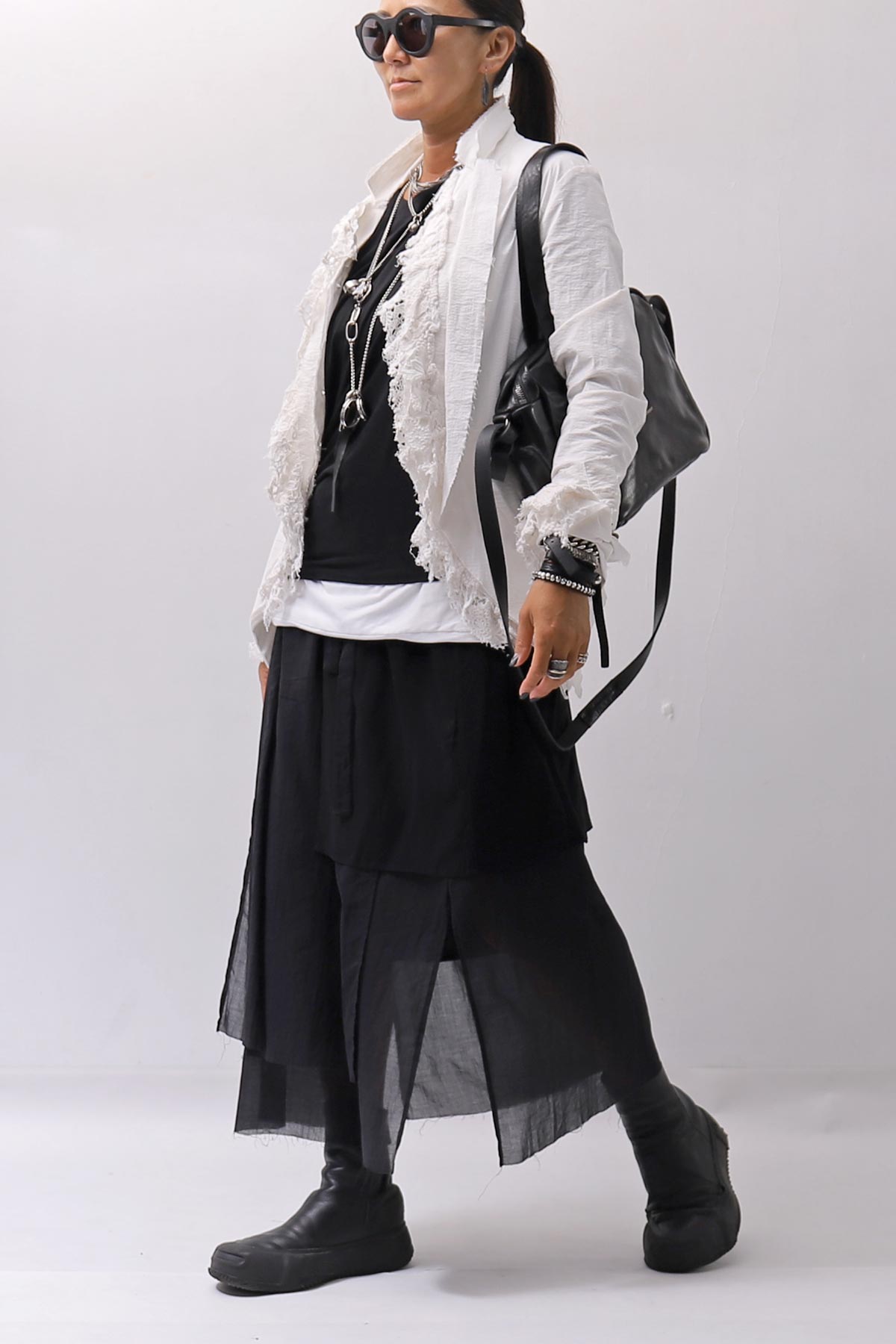 【RUNDHOLZ】 GRUNGE COTTON LACE &amp; STRETCH JACKET _SEAFOAM FOG