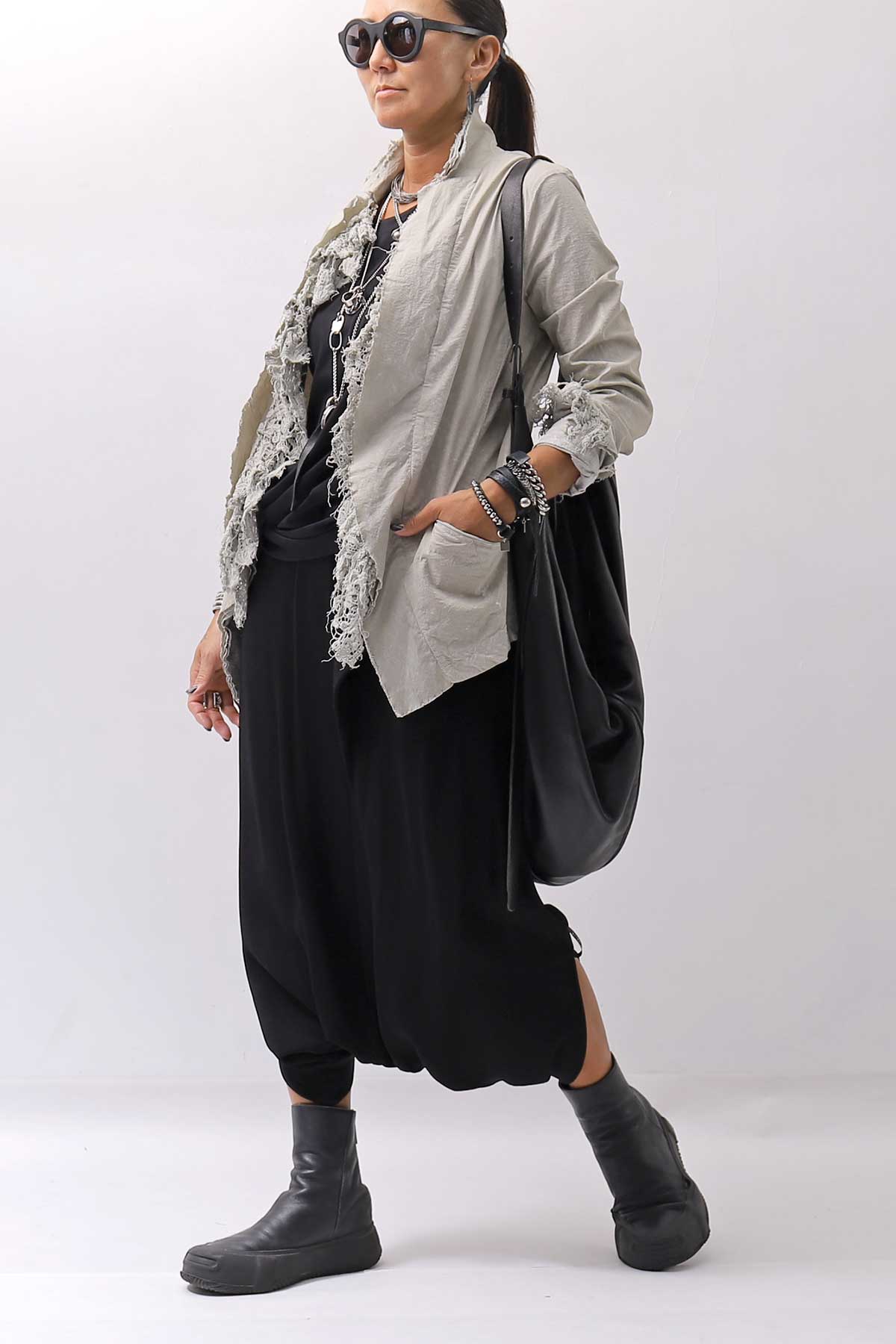 【RUNDHOLZ】 GRUNGE COTTON LACE &amp; STRETCH JACKET _LINEN FOG