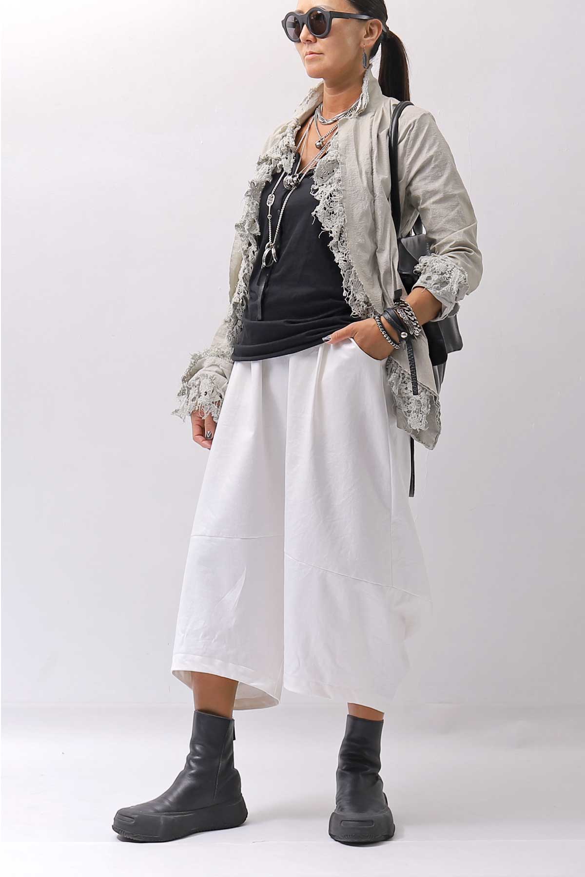 【RUNDHOLZ】 GRUNGE COTTON LACE &amp; STRETCH JACKET _LINEN FOG