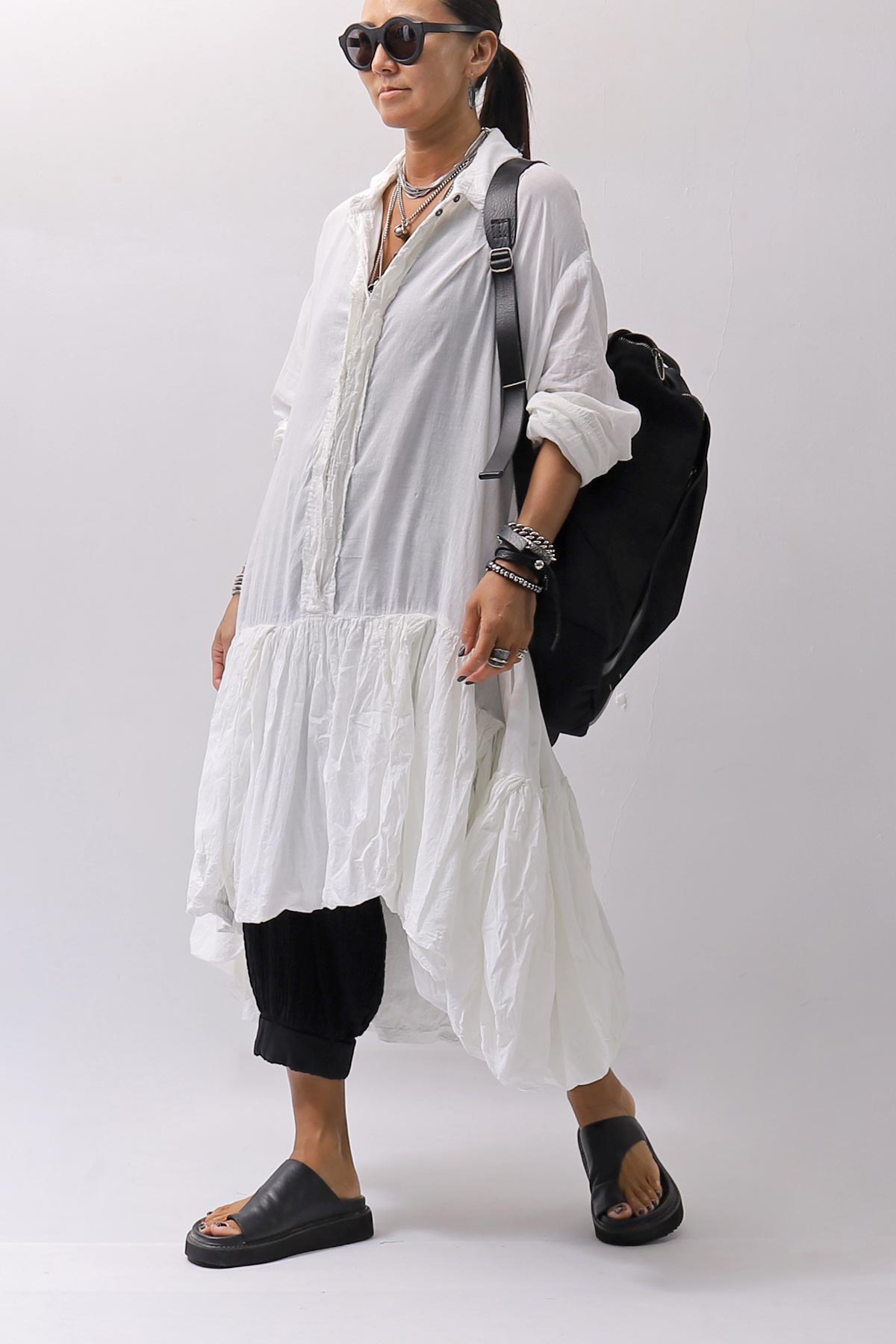 【RUNDHOLZ】 COTTON CHIFFON SHIRT DRESS _SEAFOAM FOG