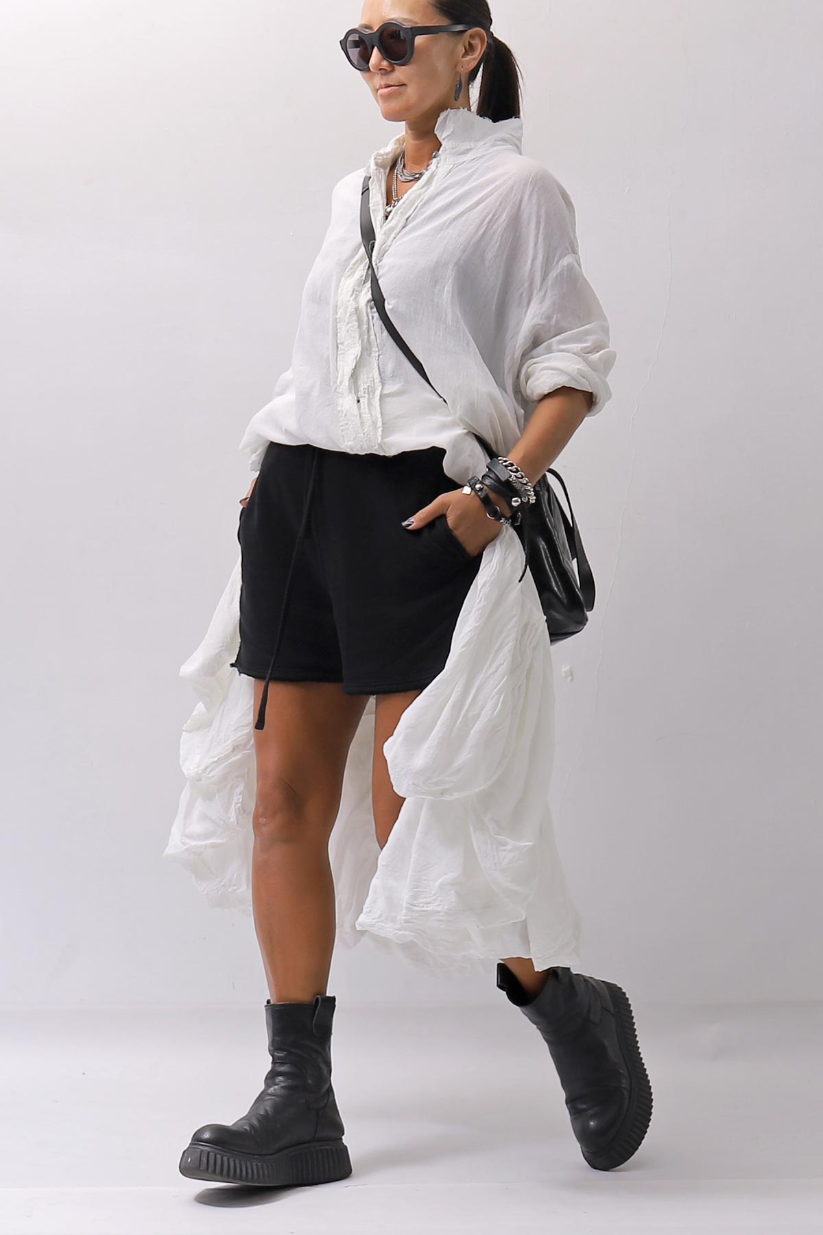 【RUNDHOLZ】 COTTON CHIFFON SHIRT DRESS _SEAFOAM FOG