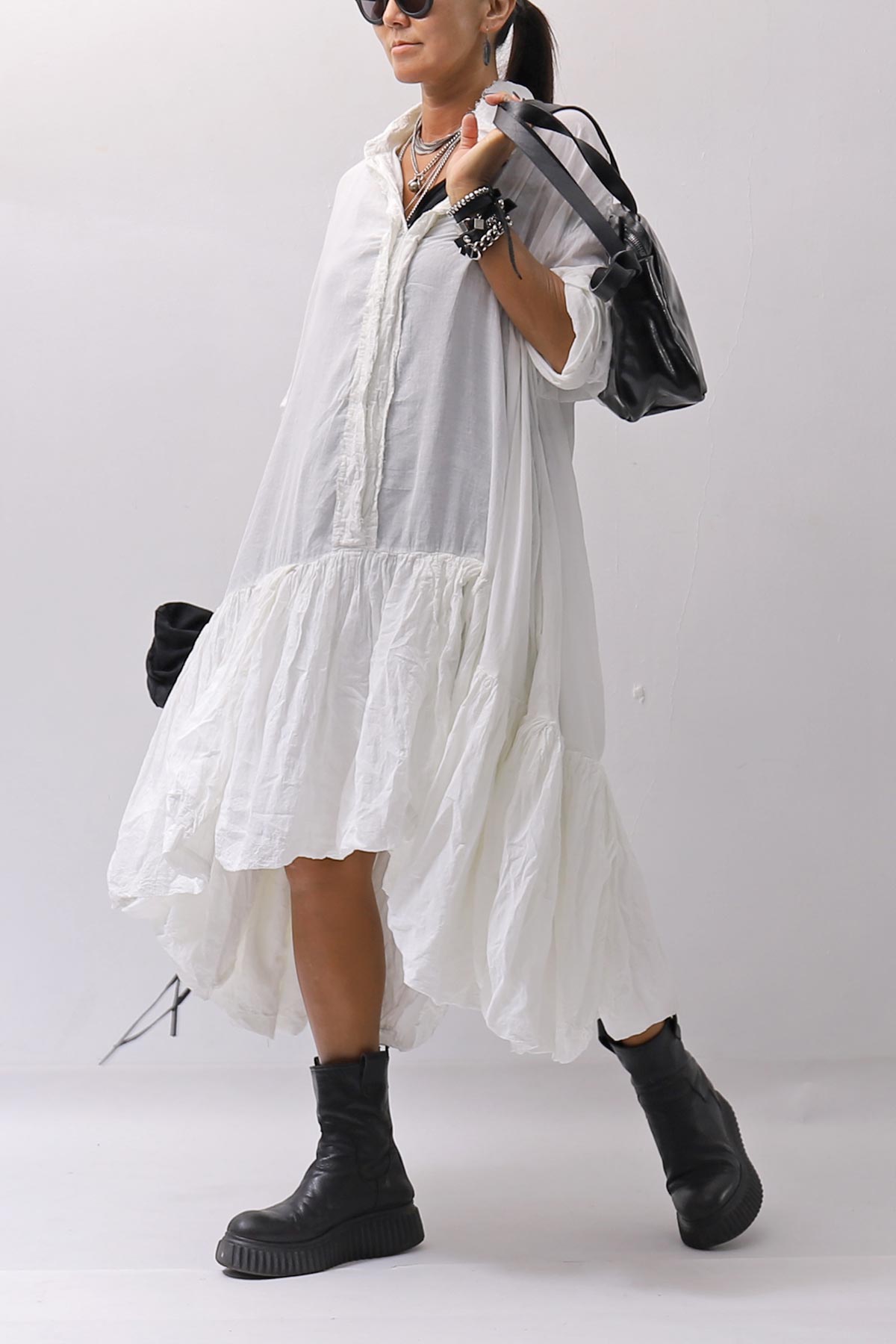 【RUNDHOLZ】 COTTON CHIFFON SHIRT DRESS _SEAFOAM FOG