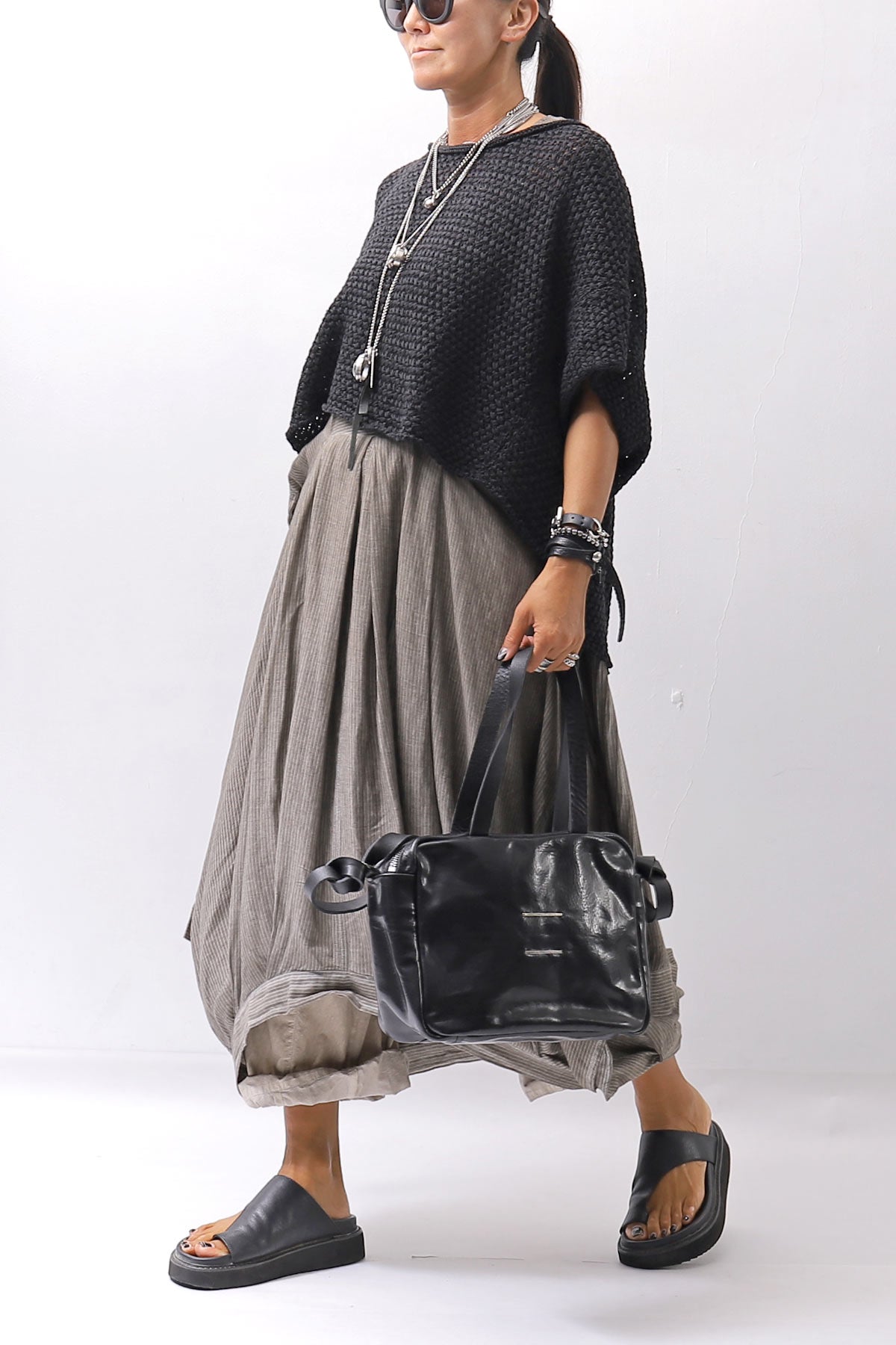 【RUNDHOLZ】 COTTON MESH KNIT TOPS _BLACK