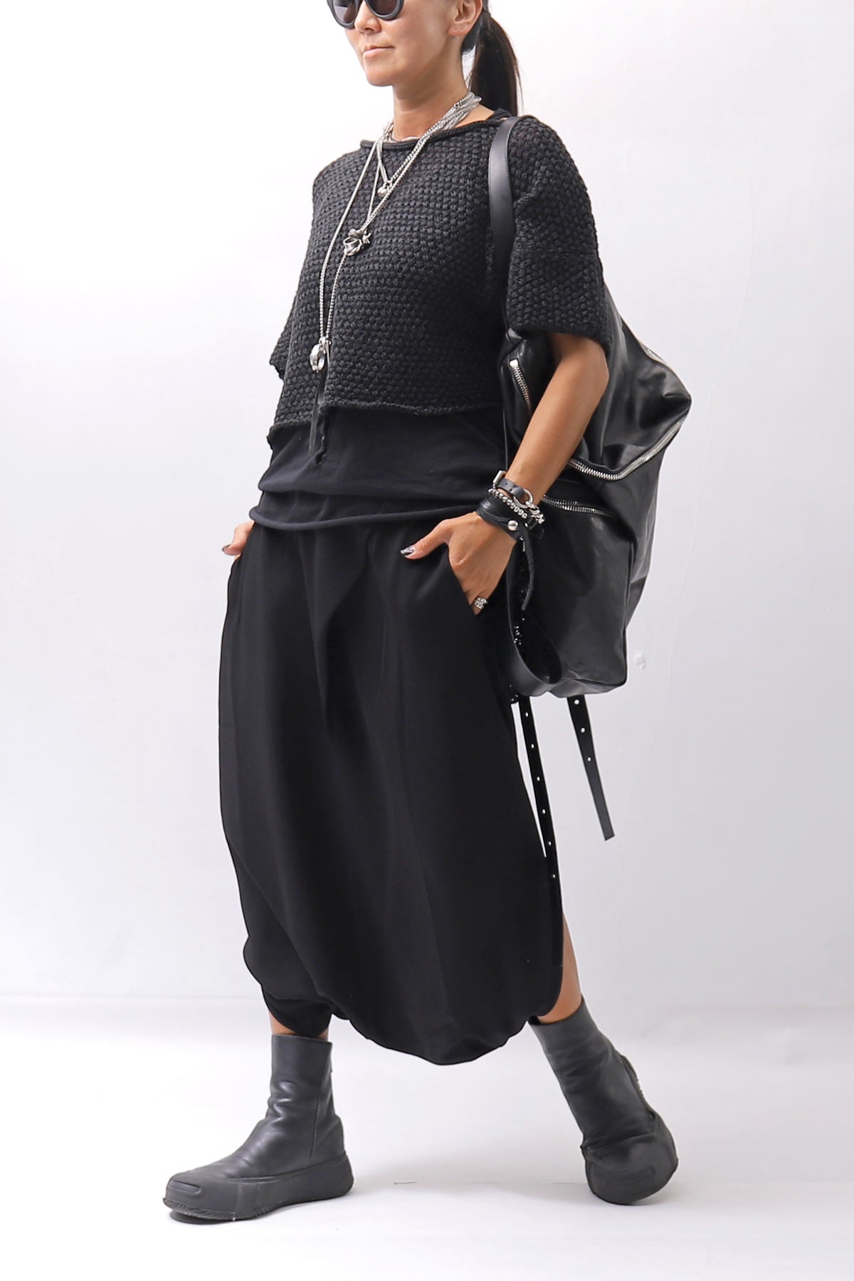 【RUNDHOLZ】 COTTON MESH KNIT TOPS _BLACK