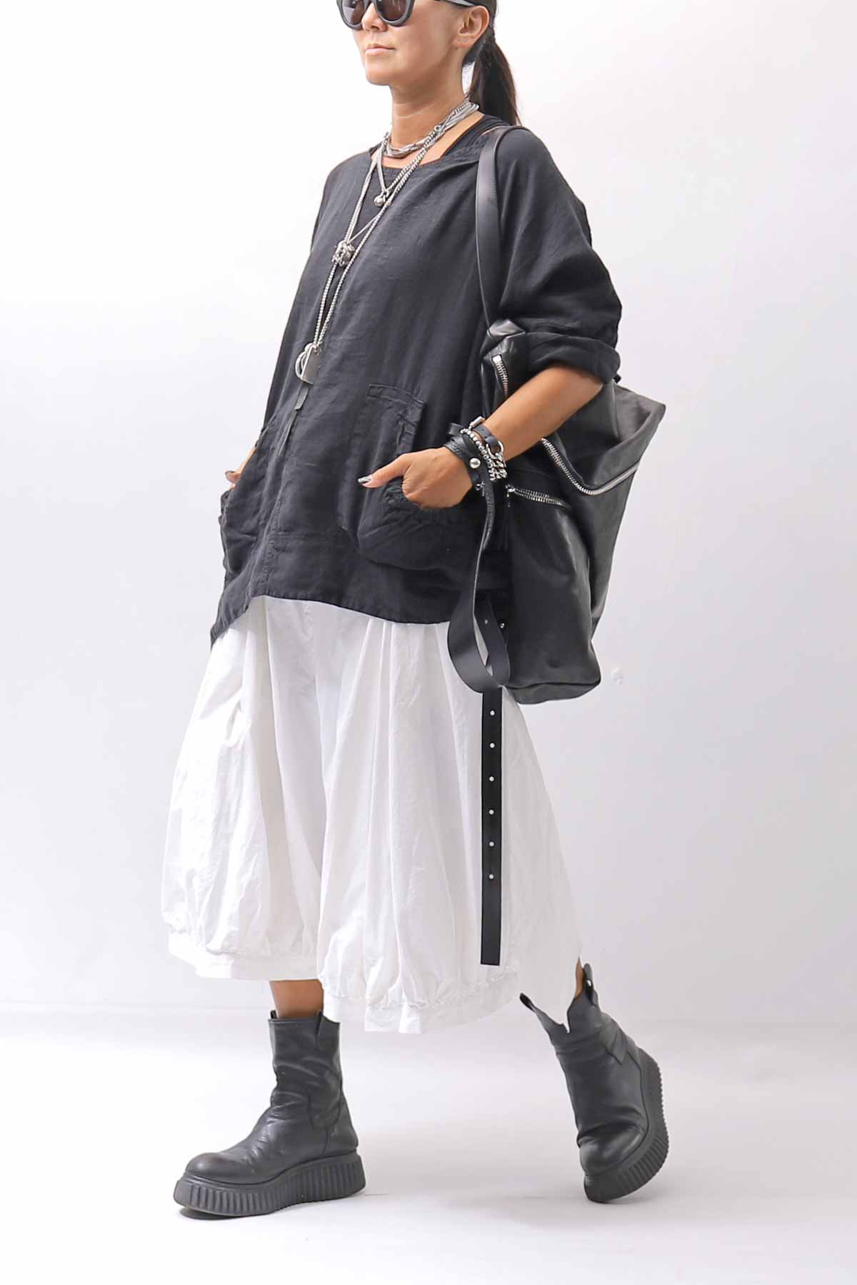 【RUNDHOLZ】 UNISEX OVERSIZED LINEN TOPS _BLACK