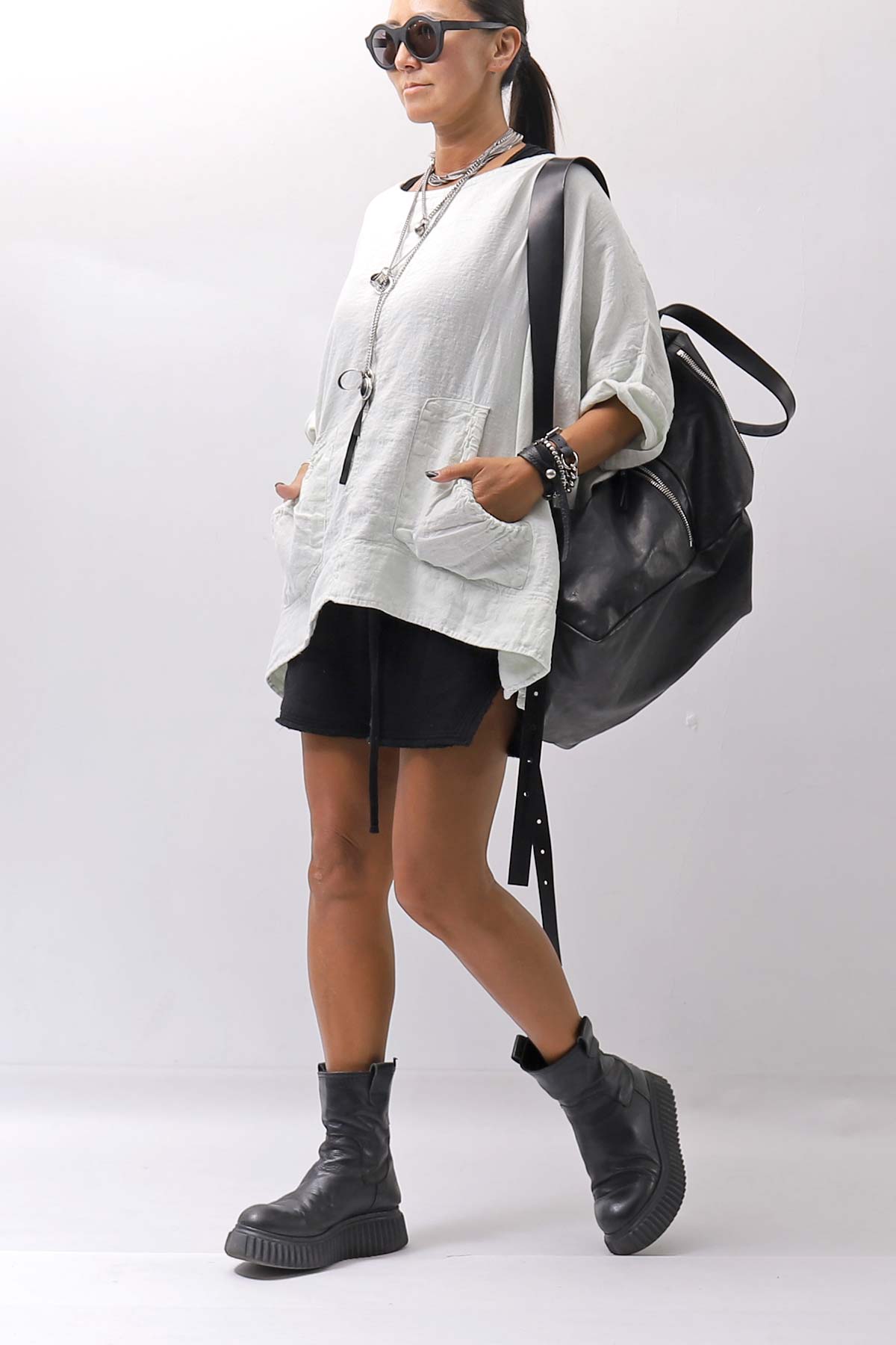 【RUNDHOLZ】 COTTON MESH KNIT TOPS _BLACK