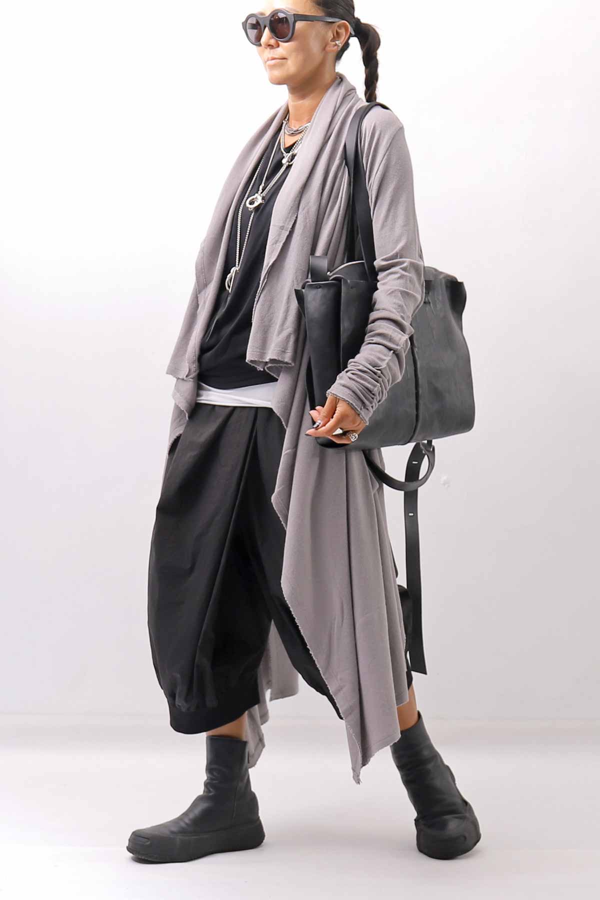 【NOSTRASANTISSIMA】 ASYMMETRY BACK CROSS CARDIGAN TS24_FUJI GREY