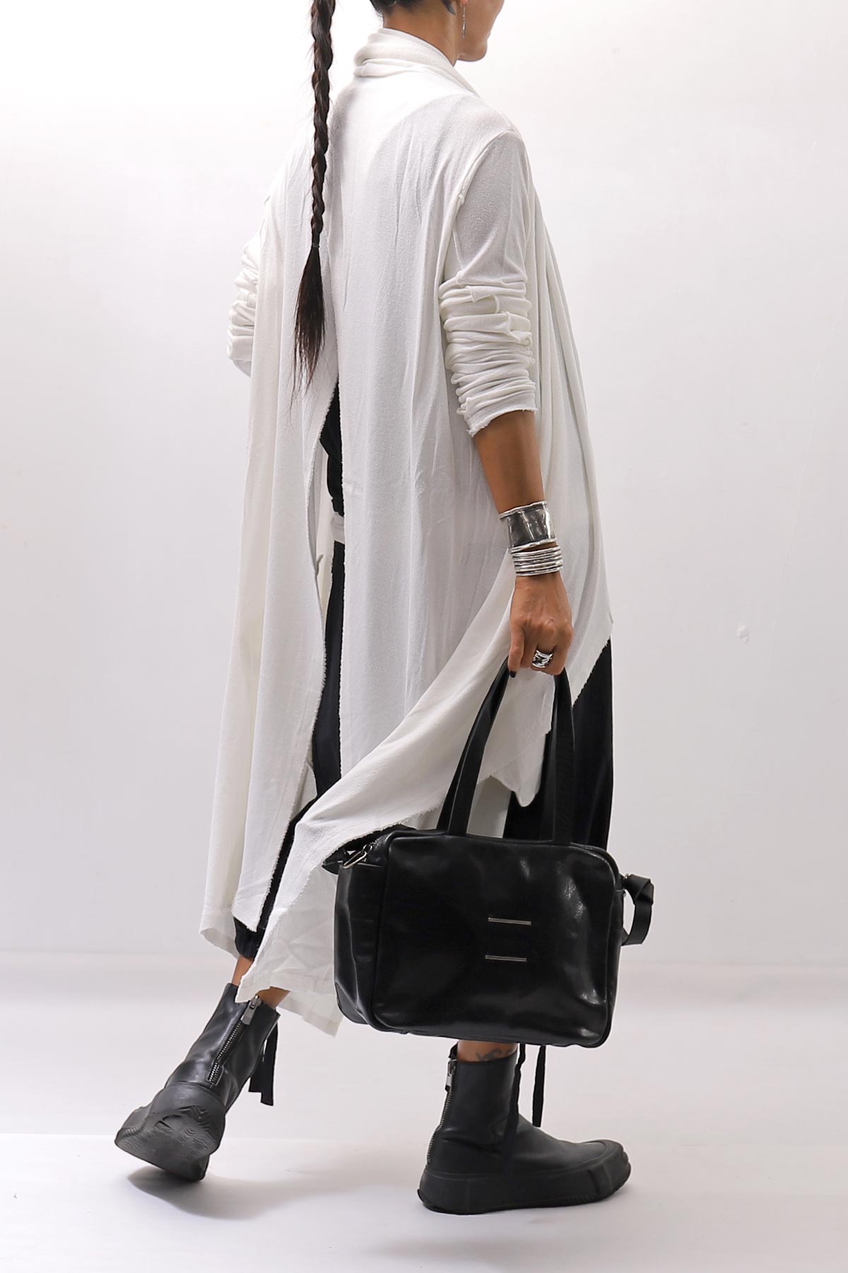 【NOSTRASANTISSIMA】 ASYMMETRY BACK CROSS CARDIGAN TS24_WHITE
