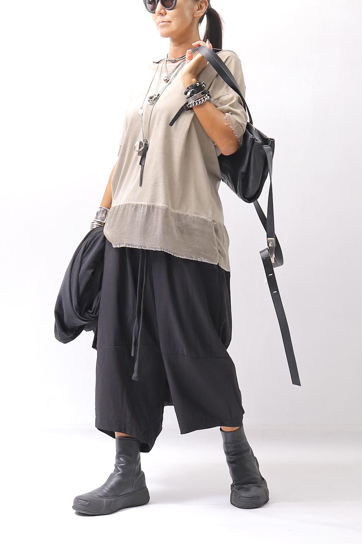 【studio b3】 UNISEX LIGHT COTTON EASY BOX PANTS NB2123_BLACK