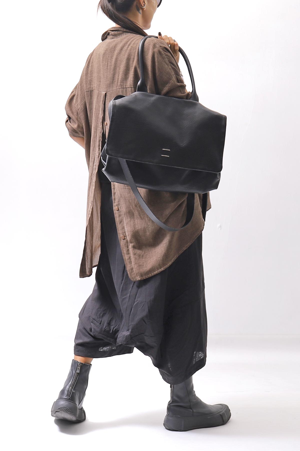 【studio b3】 OVERSIZED BACK BUTTON SHIRT TOP NB2070_COPPER OLD DYE