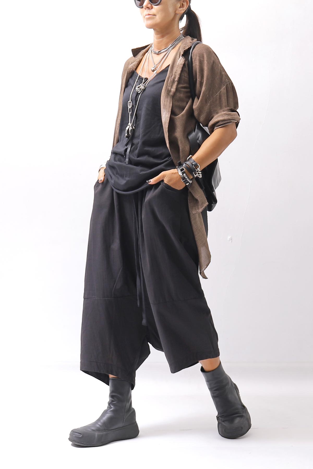 【studio b3】 UNISEX LIGHT COTTON EASY BOX PANTS NB2123_BLACK