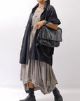【studio b3】 SIDE SLIT BUTTON HALF SLEEVE SHIRT NB2078_BLACK