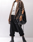 【studio b3】 UNSEX DENIM&SWEAT BOX SARROUEL PANTS RBB1974_BLACK