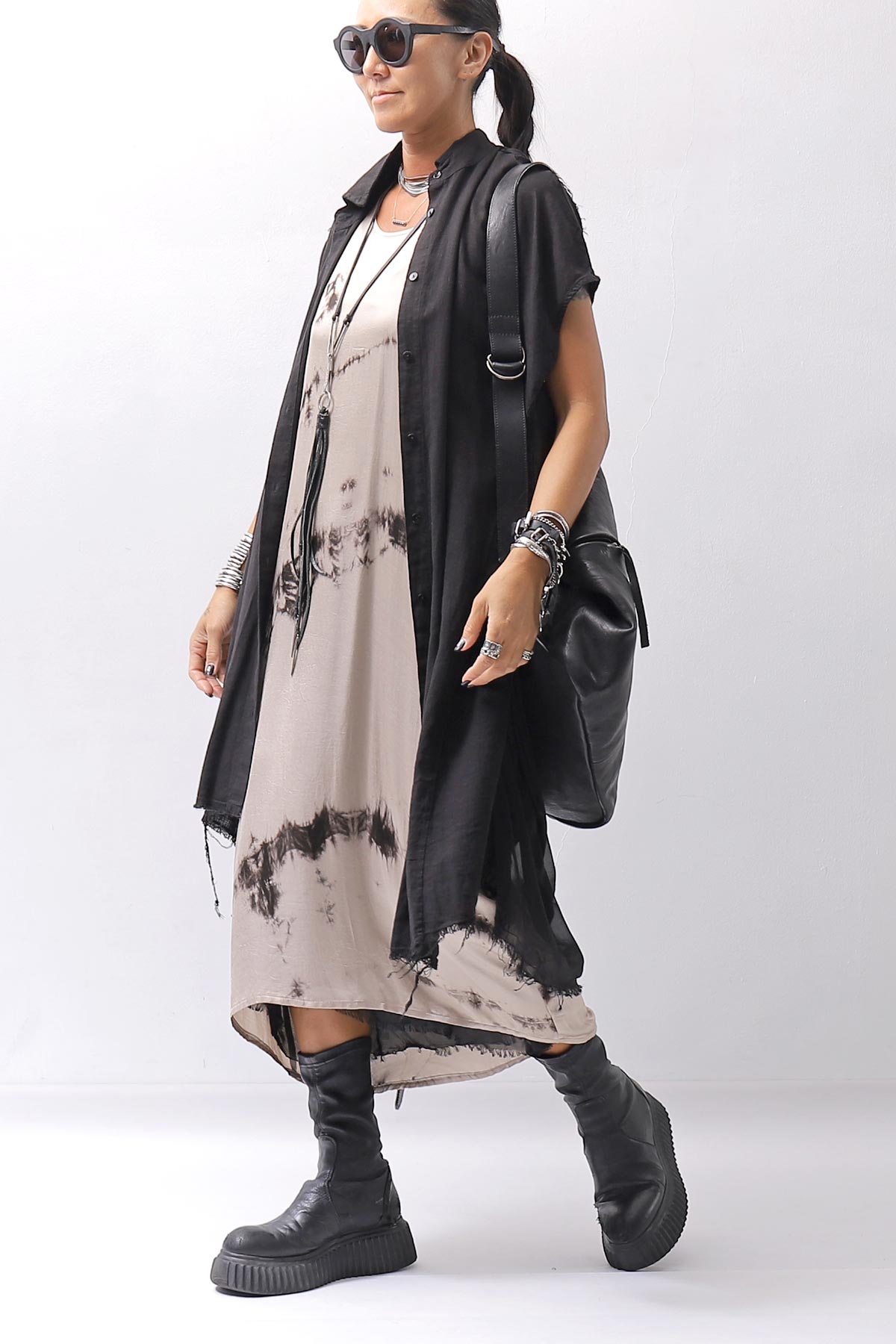 【NOSTRASANTISSIMA】 TONG TANK LONG DRESS A134_BEIGE DYE