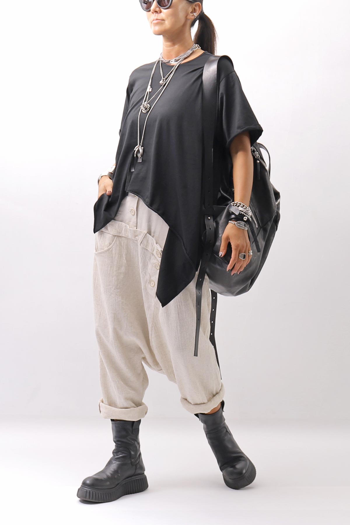 【Primordial is Primitive】 ASYMMETRY COTTON TEE 253RO_BLACK