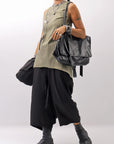 【Primordial is Primitive】 BACK CROSSED TANK TOP 413AL_MILITARY