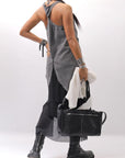 【Primordial is Primitive】 BACK CROSSED TANK TOP 413AL_GREY WASH