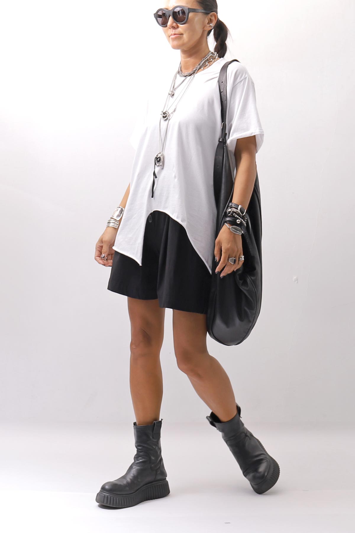 【Primordial is Primitive】 STRETCH ECO LEATHER SHORT PANTS 535AL_BLACK