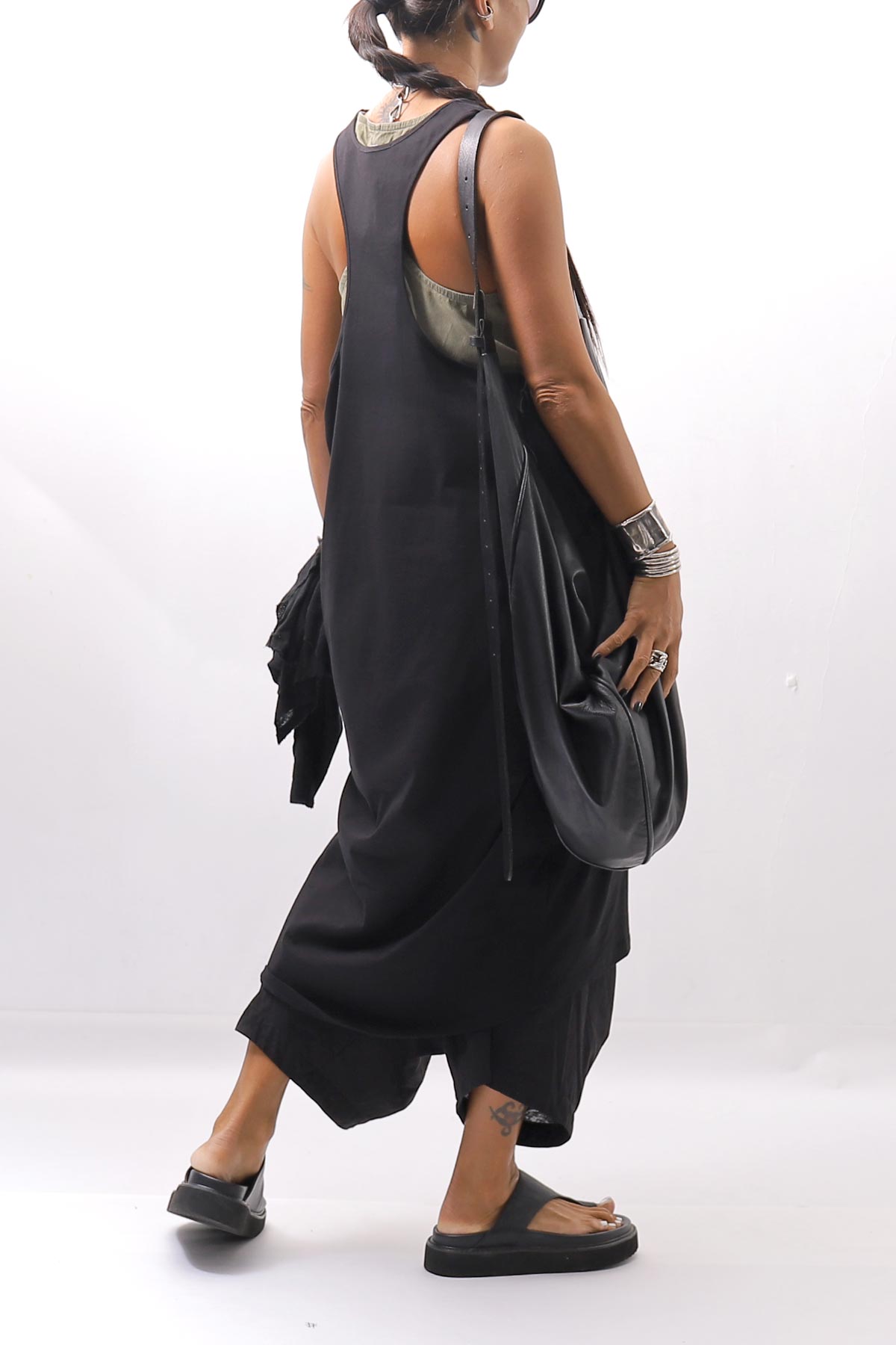 【NOSTRASANTISSIMA】 LONG TANK COCOON DRESS C152_BLACK