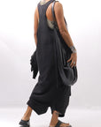 【NOSTRASANTISSIMA】 LONG TANK COCOON DRESS C152_BLACK