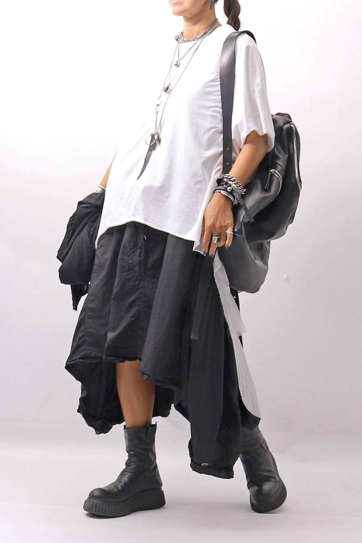 【bajra】 BACK TULLE＆COTTON LAYERED TOP 160QK04_WHITE