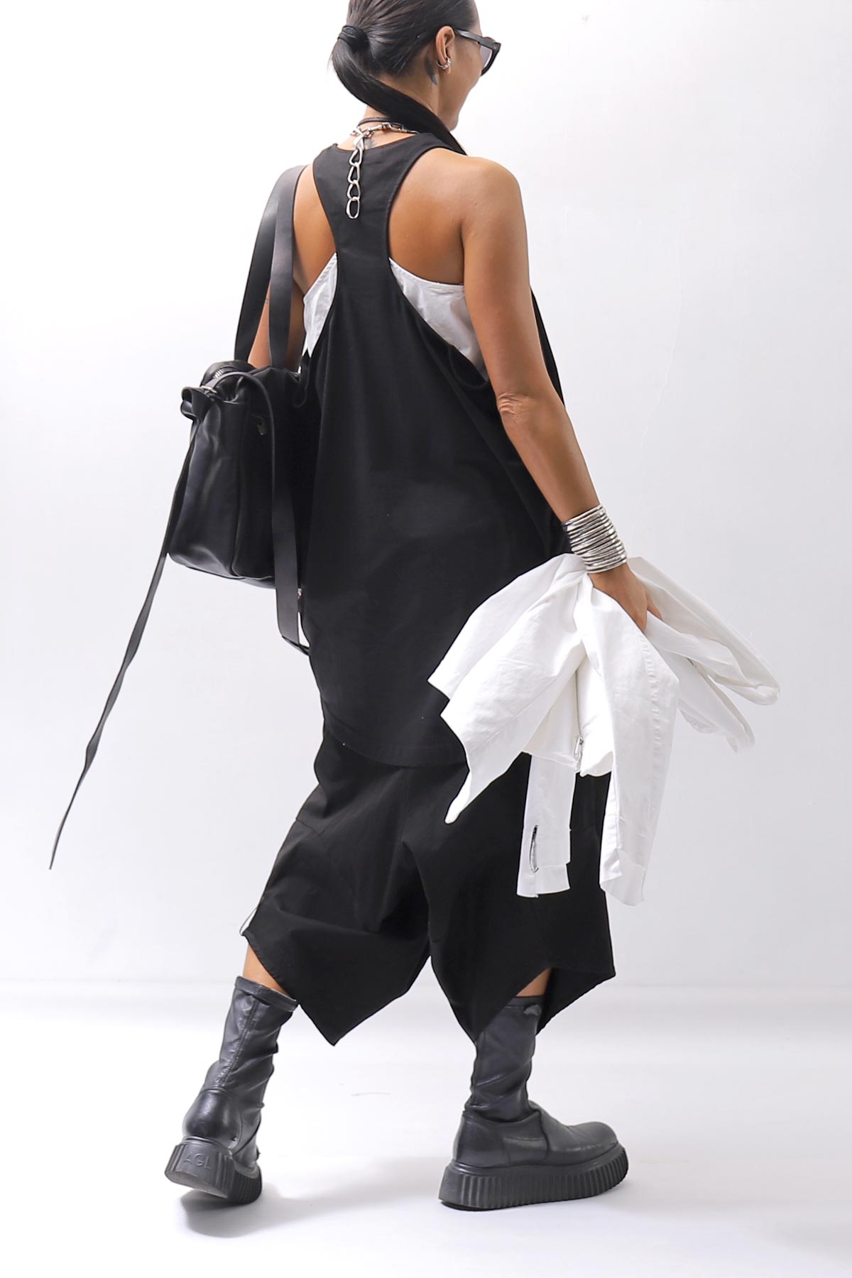 【NOSTRASANTISSIMA】 STRETCH COTTON COVER TANK TOP C150_BLACK
